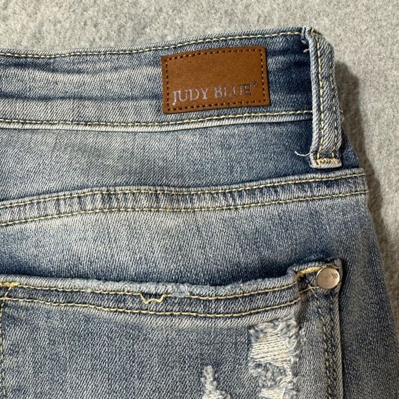 Judy Blue Jeans Womens 29 Blue Flare High Rise Stretch Denim Distressed - Picture 12 of 13